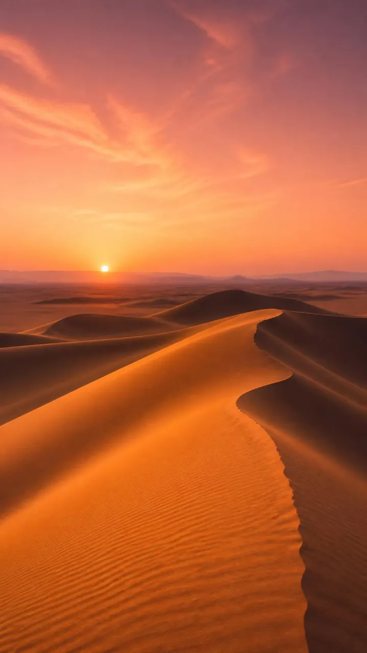 Deserto minimalista ao entardecer com dunas douradas