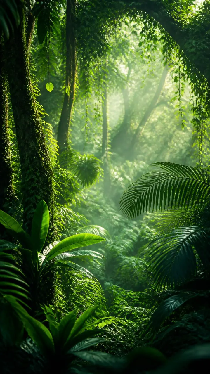 Floresta tropical exuberante com folhagens vibrantes