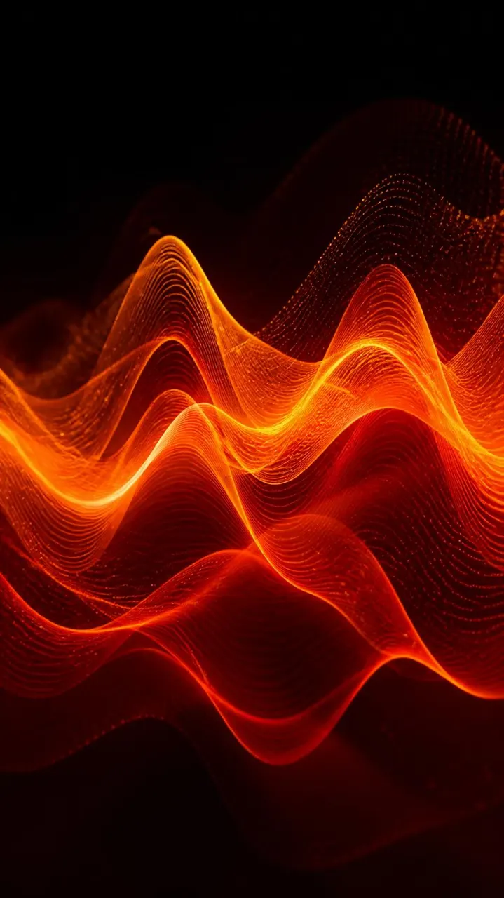 Ondas sonoras abstratas em laranja e vermelho vibrante