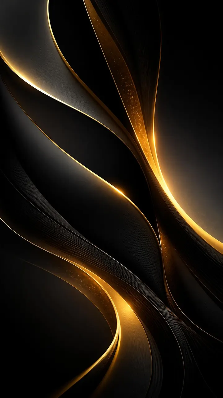 Fundo abstrato preto e dourado com linhas fluidas — variação 3