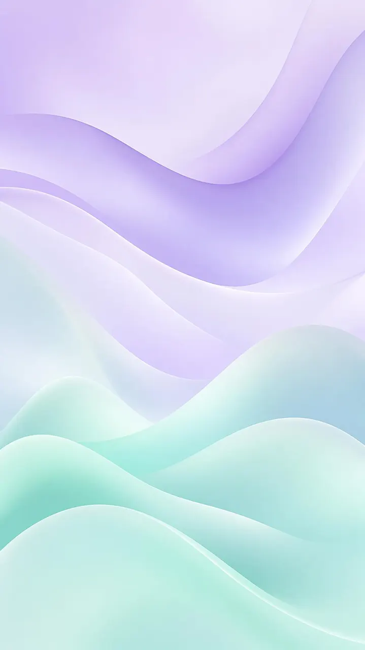 Ondas abstratas suaves em tons pastéis de lavanda e menta